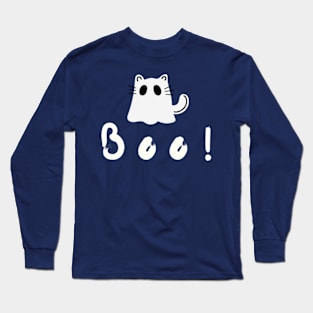 Halloween cat ghost boo Long Sleeve T-Shirt